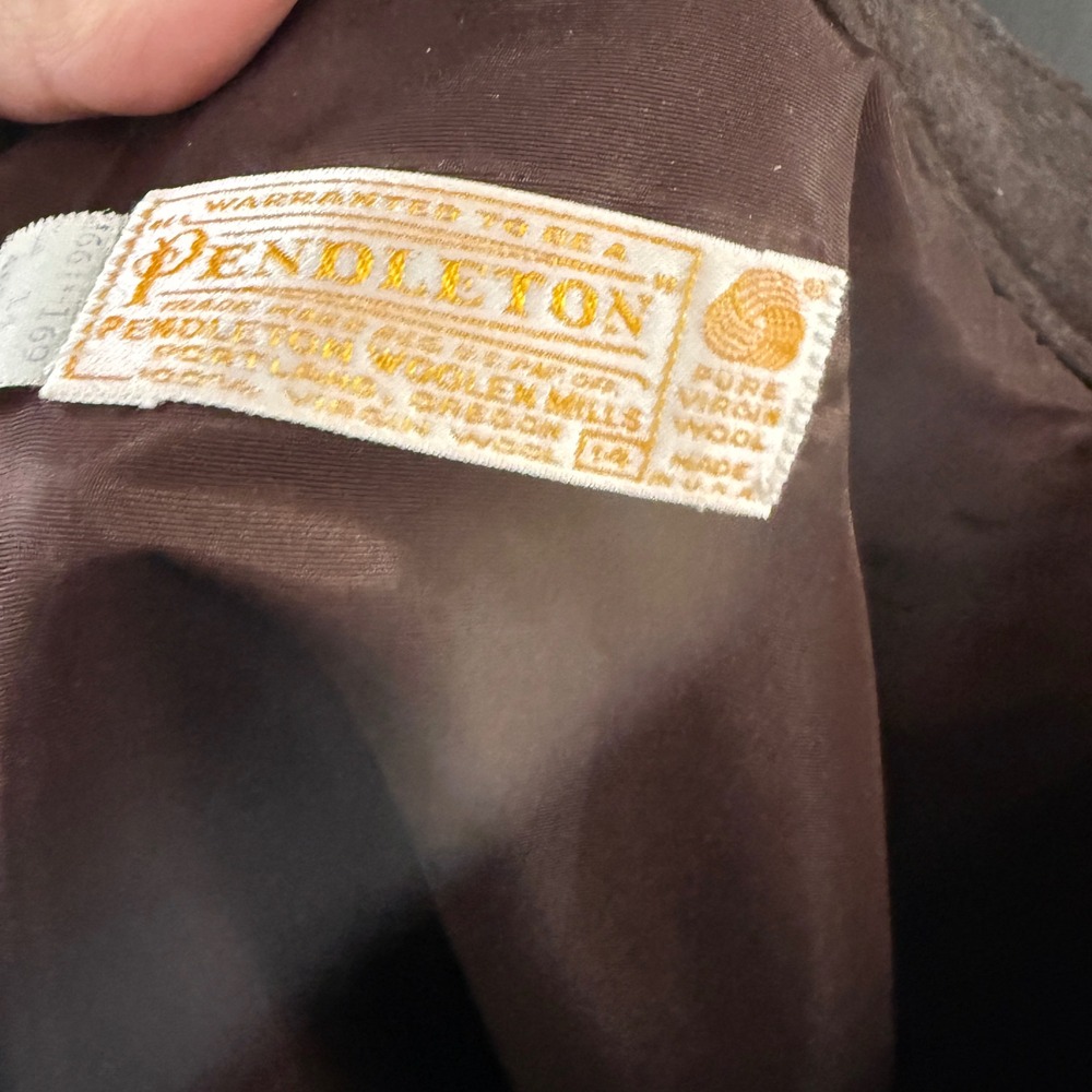 Pendleton Vintage 60s Brown 100%‎ Virgin Wool Straight Pencil Skirt 14 Made USA - Picture 8 of 8